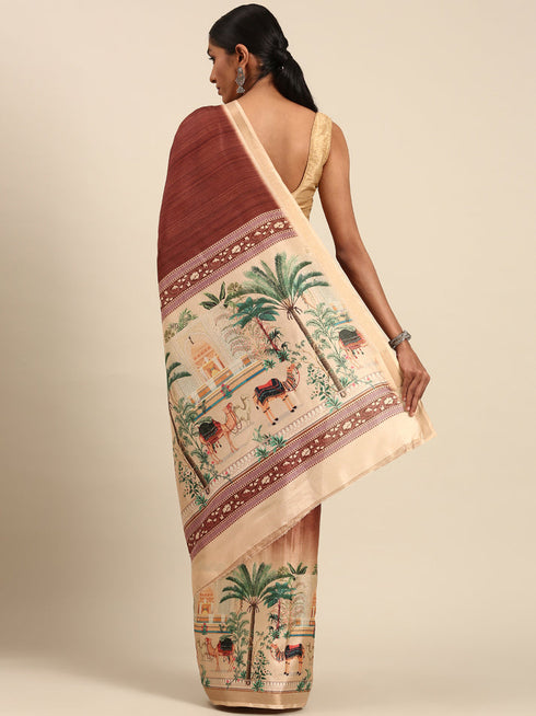 Deeva Sarees Brown Cotton Saree
